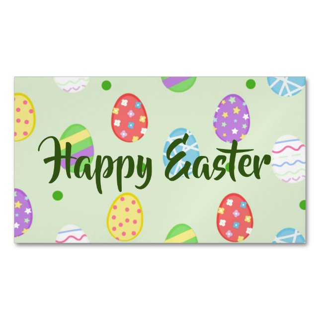 Easter colourful Eggs Festive  Magnetic Business Card (Front)