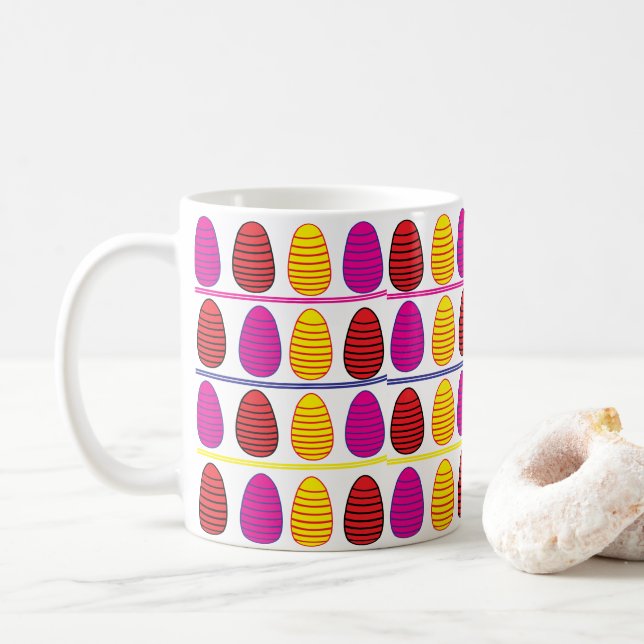 Easter Colourful Happy Easter Eggs Easter  Coffee Mug (With Donut)