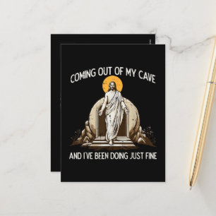 Easter Coming Out My Cave Jesus Holiday Postcard