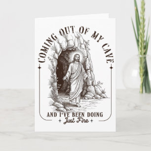 Easter Coming Out My Cave Jesus Resurrection Men W Card