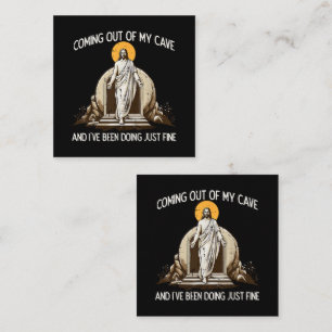 Easter Coming Out My Cave Jesus Square Business Card
