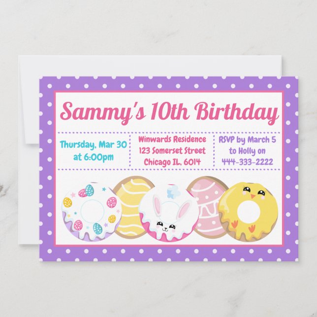 Easter Cookies Doughnuts and Sweets Birthday Party Invitation (Front)