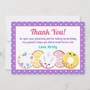 Easter Cookies Doughnuts and Sweets Birthday Party Thank You Card