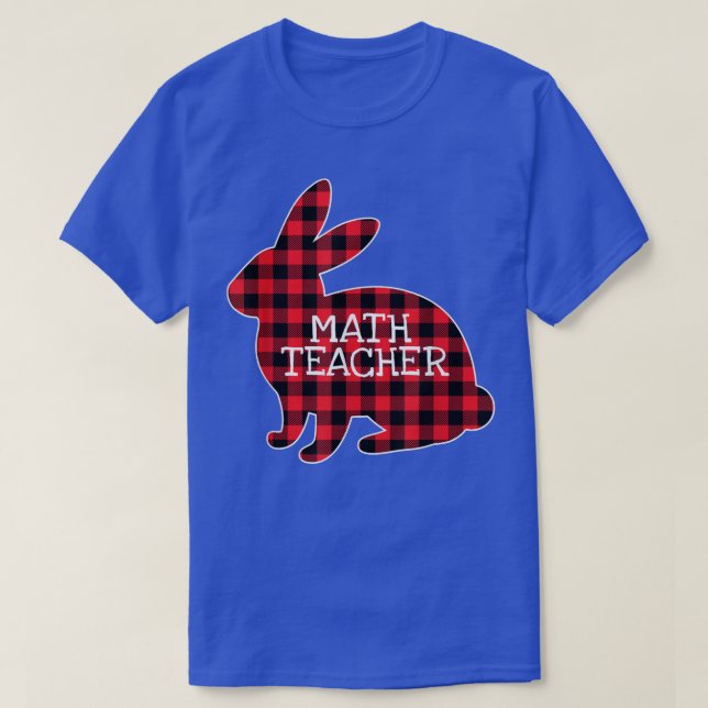 Easter Costume Red Plaid Bunny Graphic Math Teache T-Shirt (Design Front)