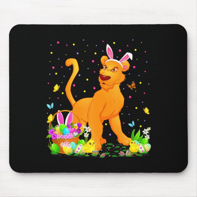 Easter Cougar Bunny Egg Hunting Easter Mouse Mat (Front)