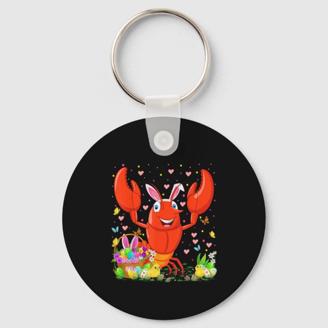 Easter Crawfish Bunny Egg Hunting Crawfish Easter  Key Ring (Front)