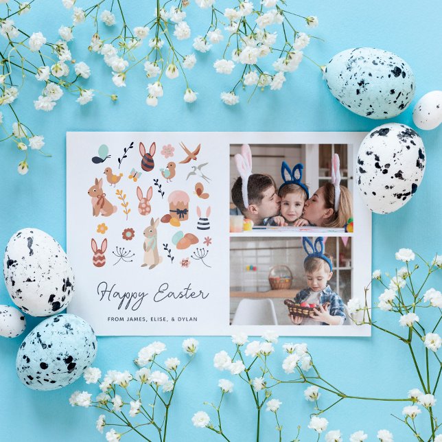 Easter Critters Personalised Photo Holiday Card (Creator Uploaded)