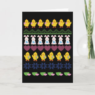 Easter Crochet Pattern Chicken Rabbit Egg  Card