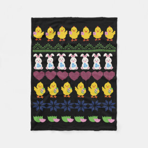 Easter Crochet Pattern Chicken Rabbit Egg Fleece Blanket