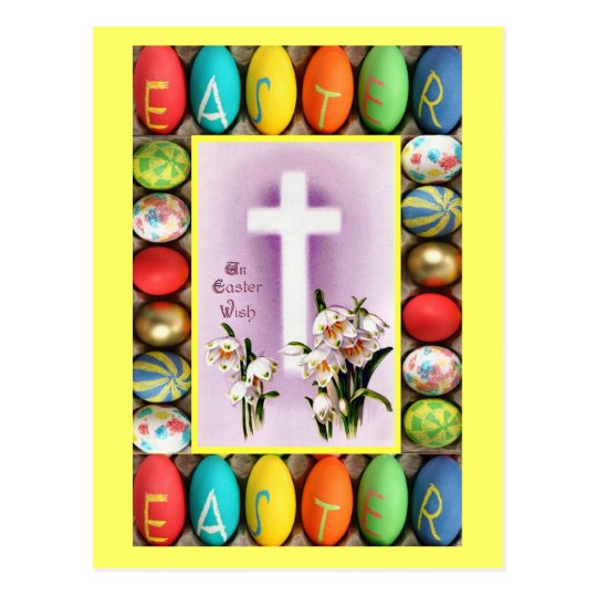 Easter - Cross amongst lilies Postcard