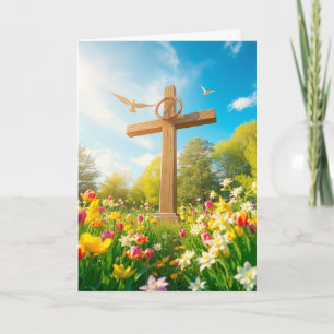 Easter Cross and Doves Holiday Card