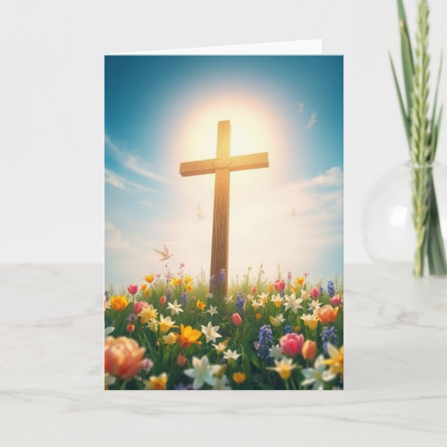 Easter Cross and Glow Holiday Card (Front)