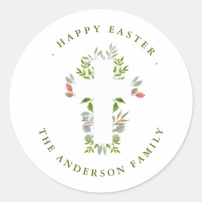 Easter Cross and Greenery Label / Seal (Front)