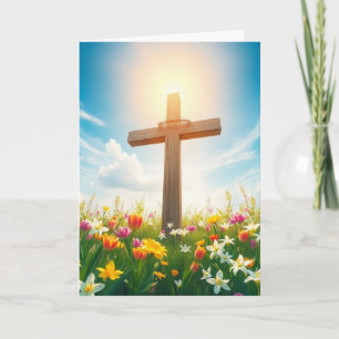 Easter Cross and Halo Holiday Card