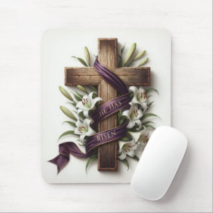 Easter Cross and Purple Ribbon Mouse Mat