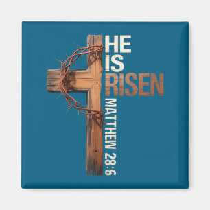 Easter cross he is risen jesus christian men women magnet