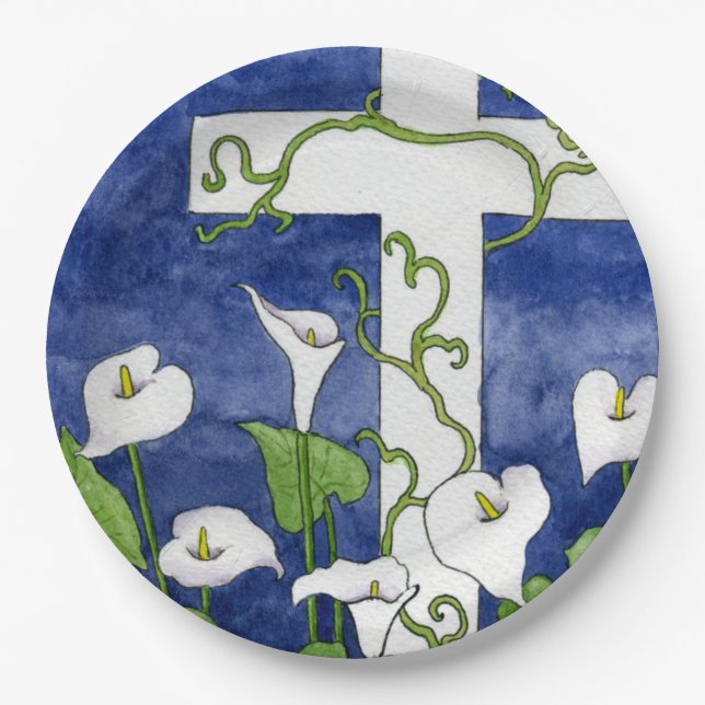 Easter Cross Holiday paper plate (Front)