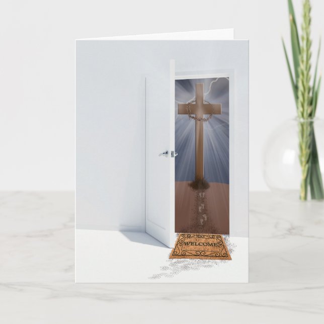 Easter cross on hill with door card (Front)