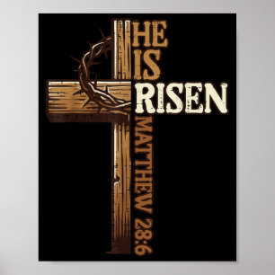 Easter Cross Risen Jesus Christian Men Women Kid Poster