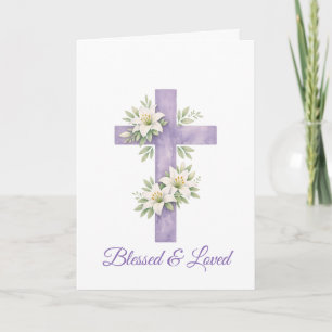 Easter Cross Watercolor Floral Mother's Day  Card