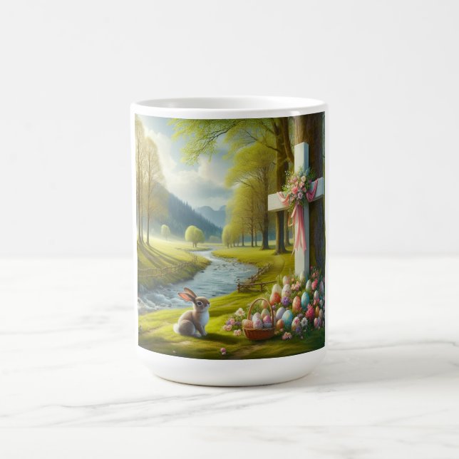 Easter cross with bunny & eggs coffee mug (Center)