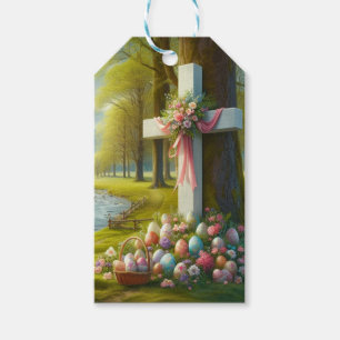 Easter cross with bunny & eggs gift tags