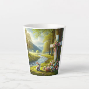 Easter cross with bunny & eggs latte mug