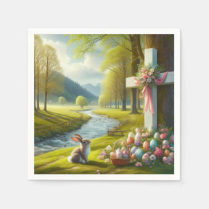Easter cross with bunny & eggs napkin