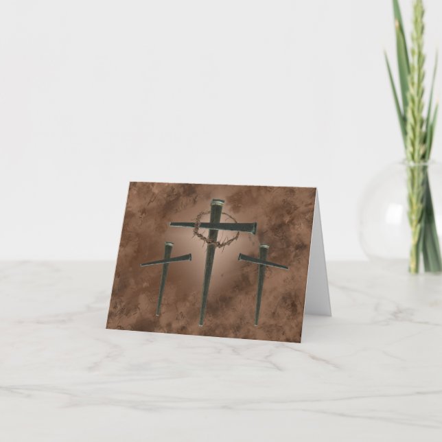 Easter cross with crown of thorns holiday card (Front)