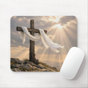 Easter Cross with Shroud at Sunrise Mouse Mat