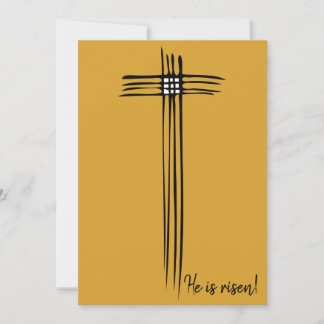 Easter Cross Yellow Jesus is Risen Card