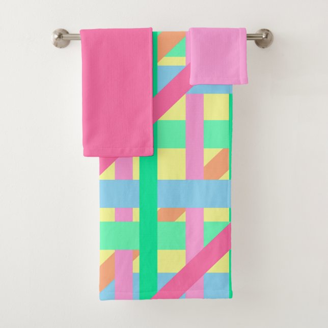 Easter Crossed Lines Bath Towel Set (Insitu)
