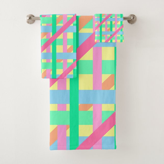 Easter Crossed Lines Bath Towel Set (Insitu)