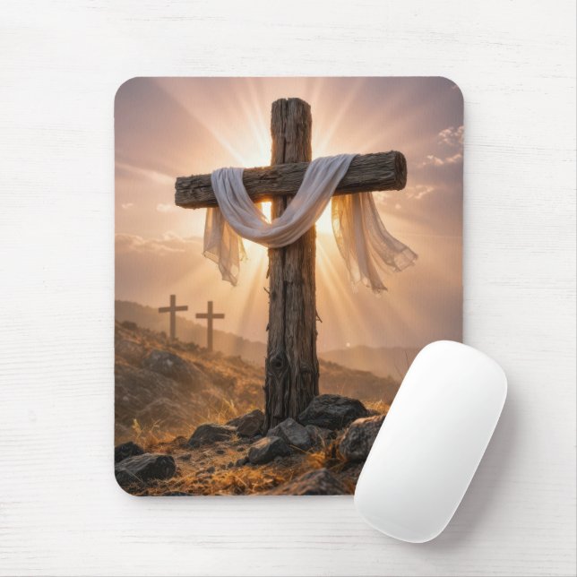 Easter Crosses On a Hill Mouse Mat (With Mouse)