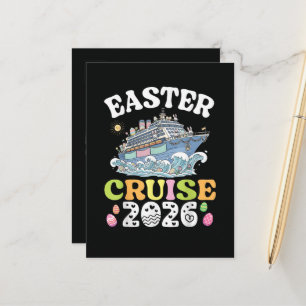 Easter Cruise 2026 Vacation Bunny Ship Spring Announcement Postcard