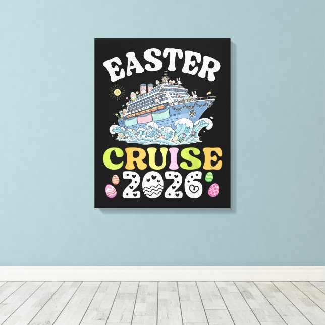 Easter Cruise 2026 Vacation Bunny Ship Spring  Canvas Print (Insitu(Wood Floor))