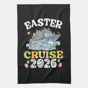 Easter Cruise 2026 Vacation Bunny Ship Spring Tea Towel