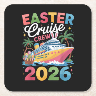 Easter Cruise Crew 2026 Matching Family Vacation  Square Paper Coaster