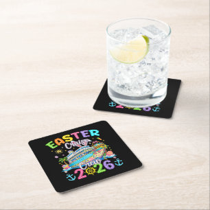 Easter Cruise Crew 2026 Matching Family Vacation Square Paper Coaster