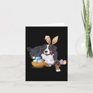 Easter Cute Bernese Mountain Dog Lover Bunny Eggs Card