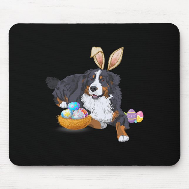 Easter Cute Bernese Mountain Dog Lover Bunny Eggs  Mouse Mat (Front)