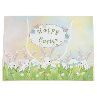Easter cute bunny and eggs large gift bag