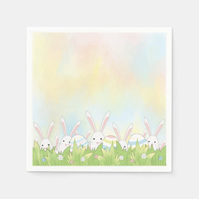Easter cute bunny and eggs napkin (Front)
