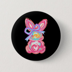 Easter Cute Bunny Coquette Bow Tie Dye Rabbit Wome 6 Cm Round Badge