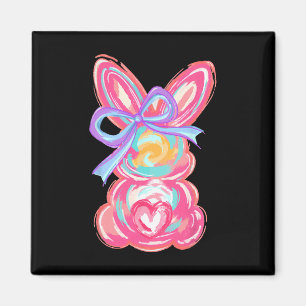 Easter Cute Bunny Coquette Bow Tie Dye Rabbit Wome Magnet