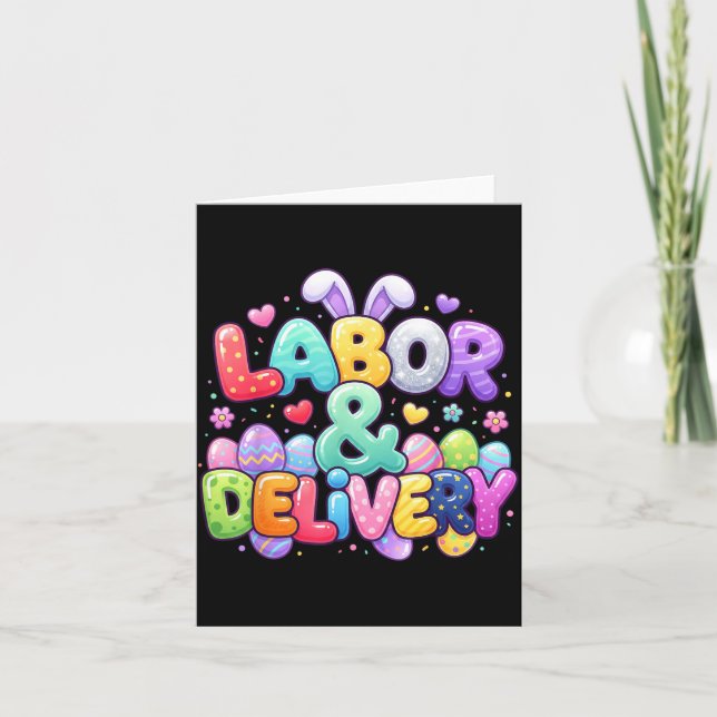 Easter Cute Bunny Egg Nursing Labour And Delivery Card (Front)