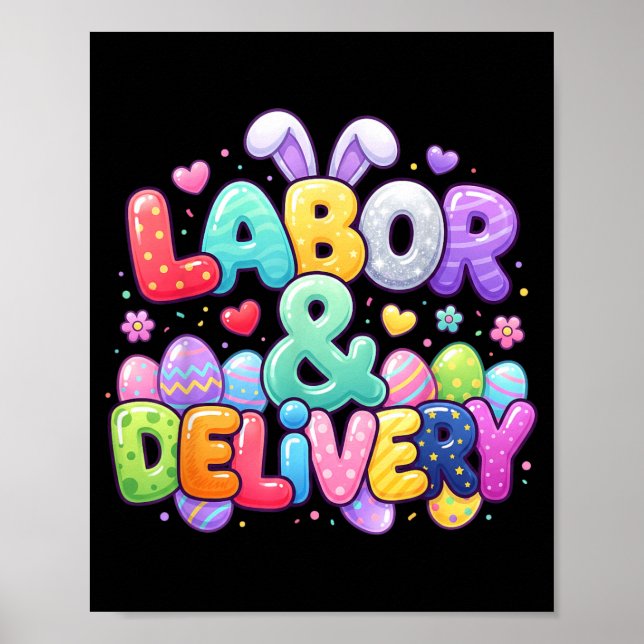 Easter Cute Bunny Egg Nursing Labour And Delivery Poster (Front)
