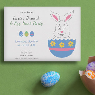 Easter Cute Bunny emerging from an egg Invitation