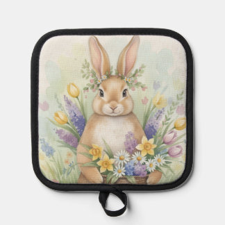 Easter cute bunny floral pot holder