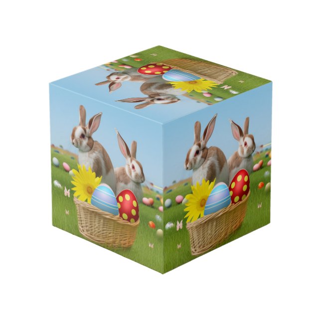 Easter Cute Bunny for a positive mood    Cube (Back Angled)